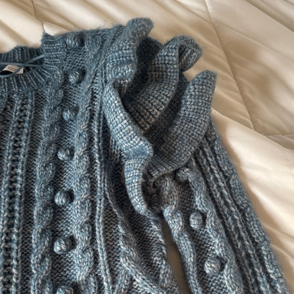 Zara Blue Cable Knit Sweater - Picture 2 of 5